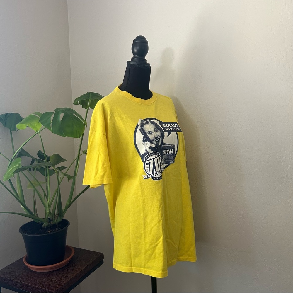 Y2K Vintage Retro Aesthetic Spam Neon Yellow Graphic Tee - Picture 7 of 12